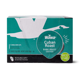 Wawa Cuban Dark Roast pods box for convenient single-serve brewing at home.