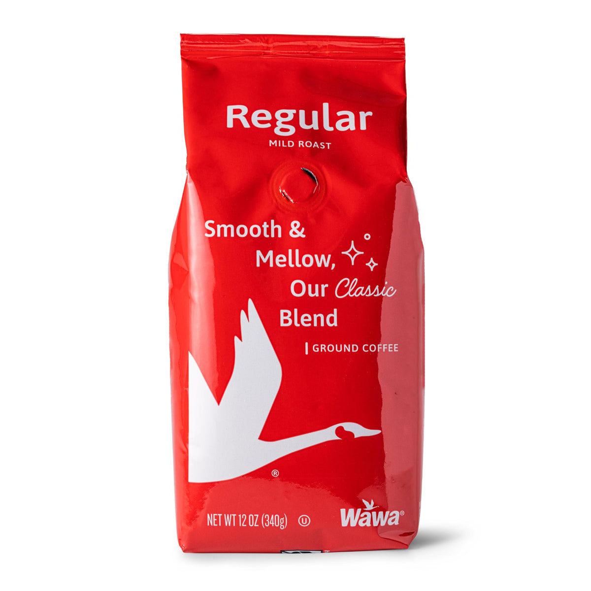 Wawa ground coffee bag front, smooth daily brew.