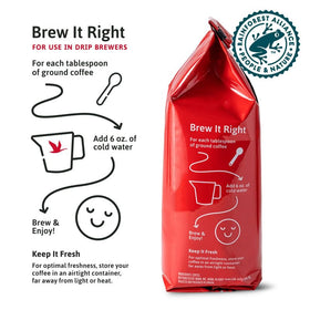 Wawa ground coffee bag on kitchen counter, easy at-home brew.