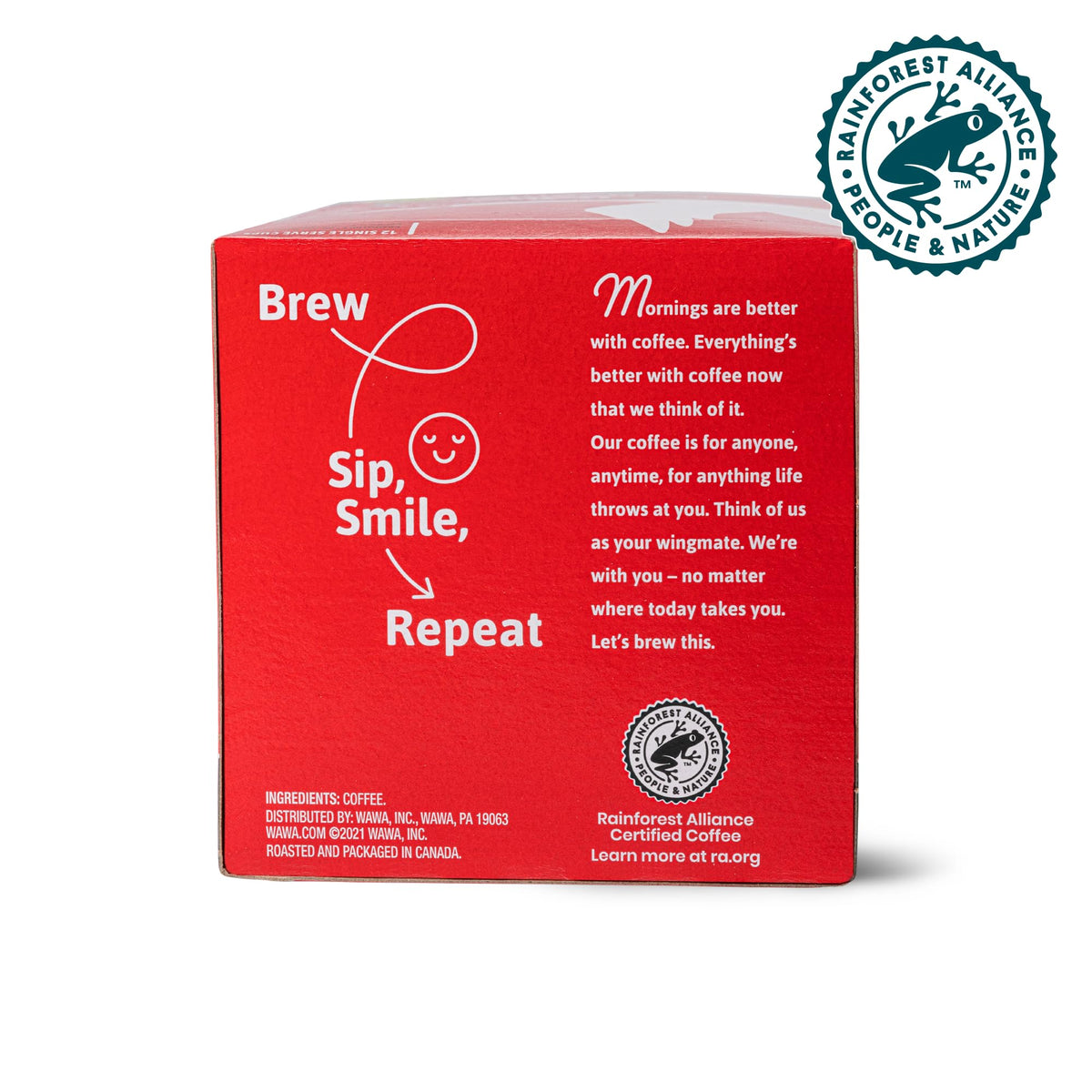 Wawa Rainforest Alliance certification label signaling sustainable sourcing.