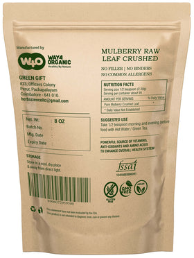 WAY 4 ORGANIC W4O mulberry leaf tea in a cup with warm amber infusion