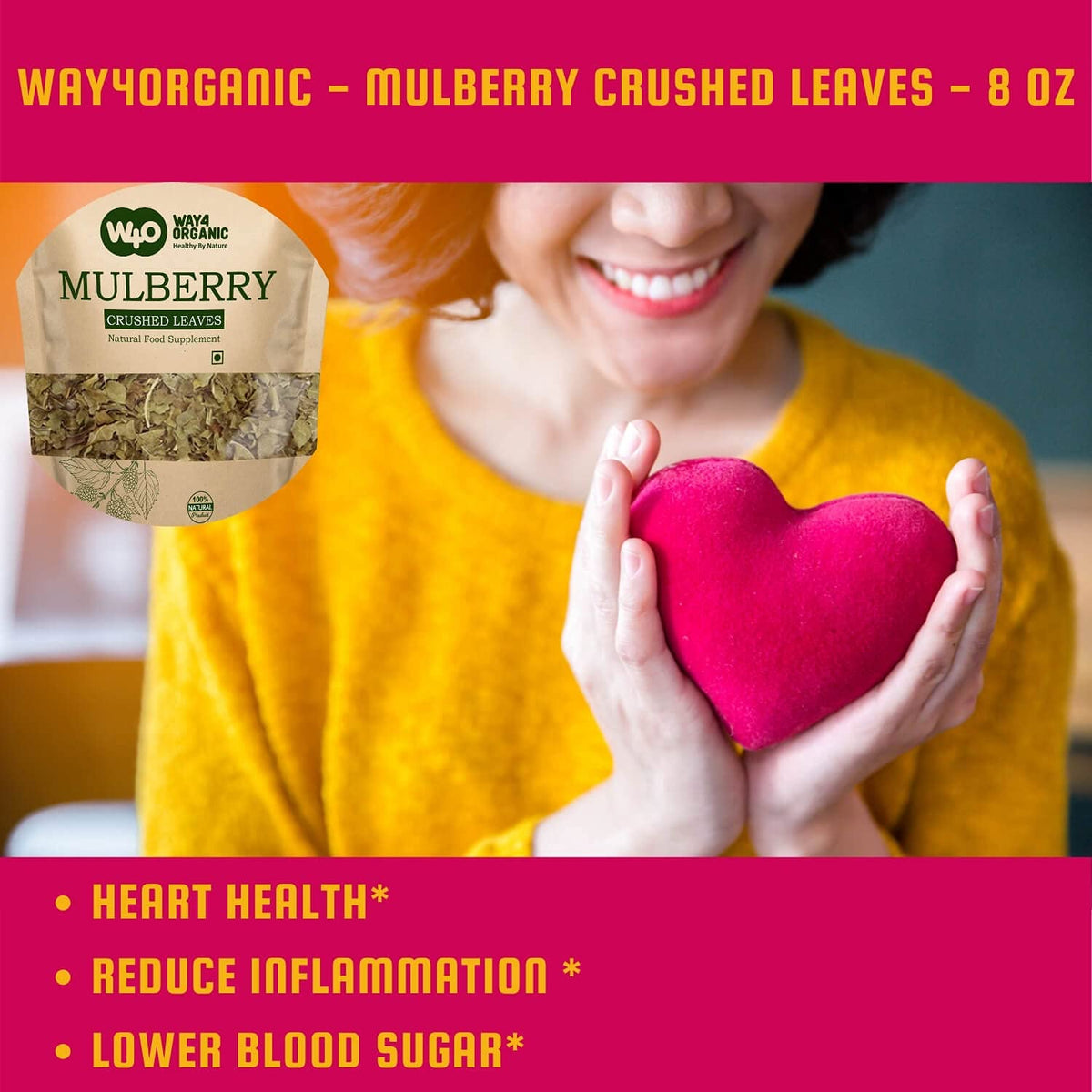 WAY 4 ORGANIC W4O mulberry leaf tea ready for daily caffeine-free ritual