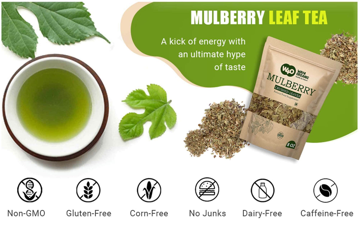 WAY 4 ORGANIC W4O mulberry leaf tea being brewed for aroma and flavor