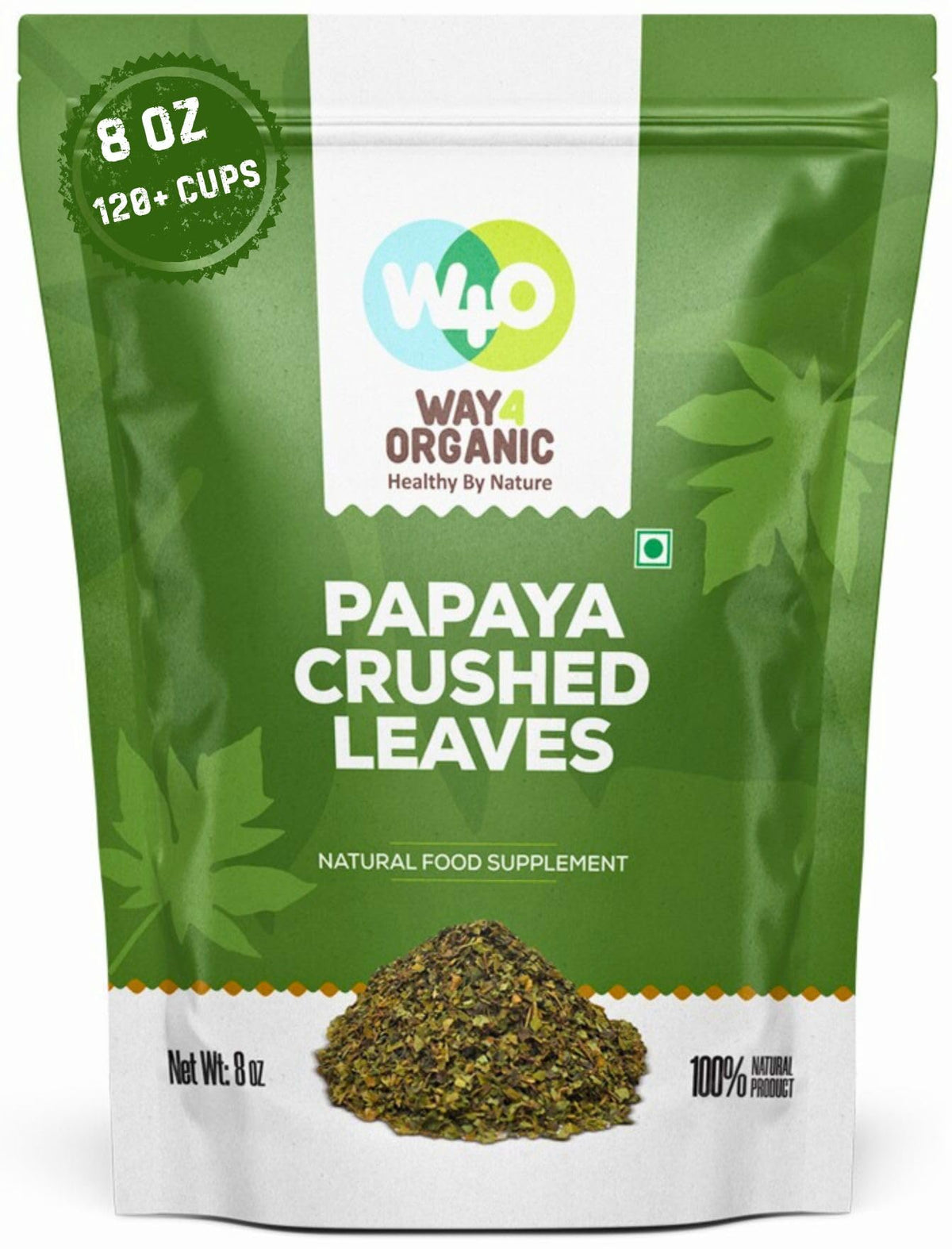 WAY 4 ORGANIC W4O papaya leaf tea pack for fresh home brewing.