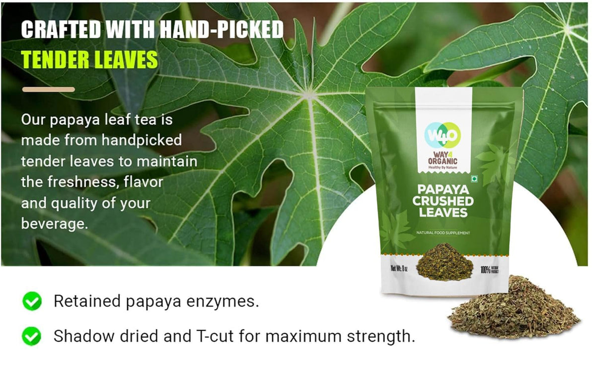 WAY 4 ORGANIC W4O papaya leaf tea being poured for a soothing ritual.