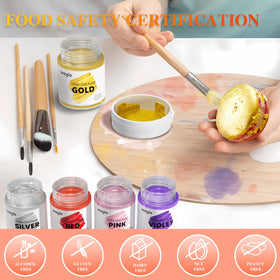 Wayin gold glitter paint brush applying a radiant sheen to cupcakes