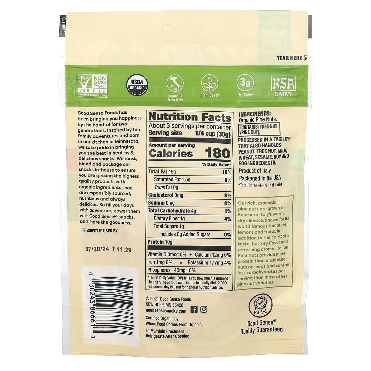 Waymouth Farms Italian pine nuts in a kitchen setup, offering buttery aroma and protein upgrade.