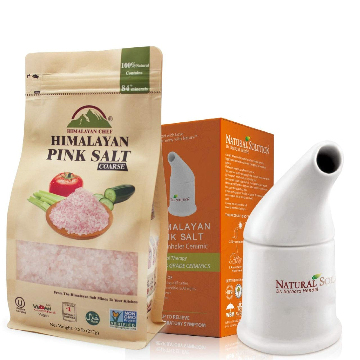 WBM Himalayan Pink Salt with ceramic inhaler for potential respiratory use