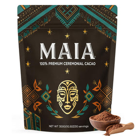 Wdvpue Maia ceremonial cacao packaging showcases premium branding for mindful rituals.