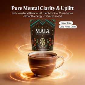 Wdvpue Maia ceremonial cacao zero sugar jar shows clean ingredient promise for pure cacao ritual.