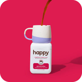 We Are Happy coffee with berry notes aroma in a cup