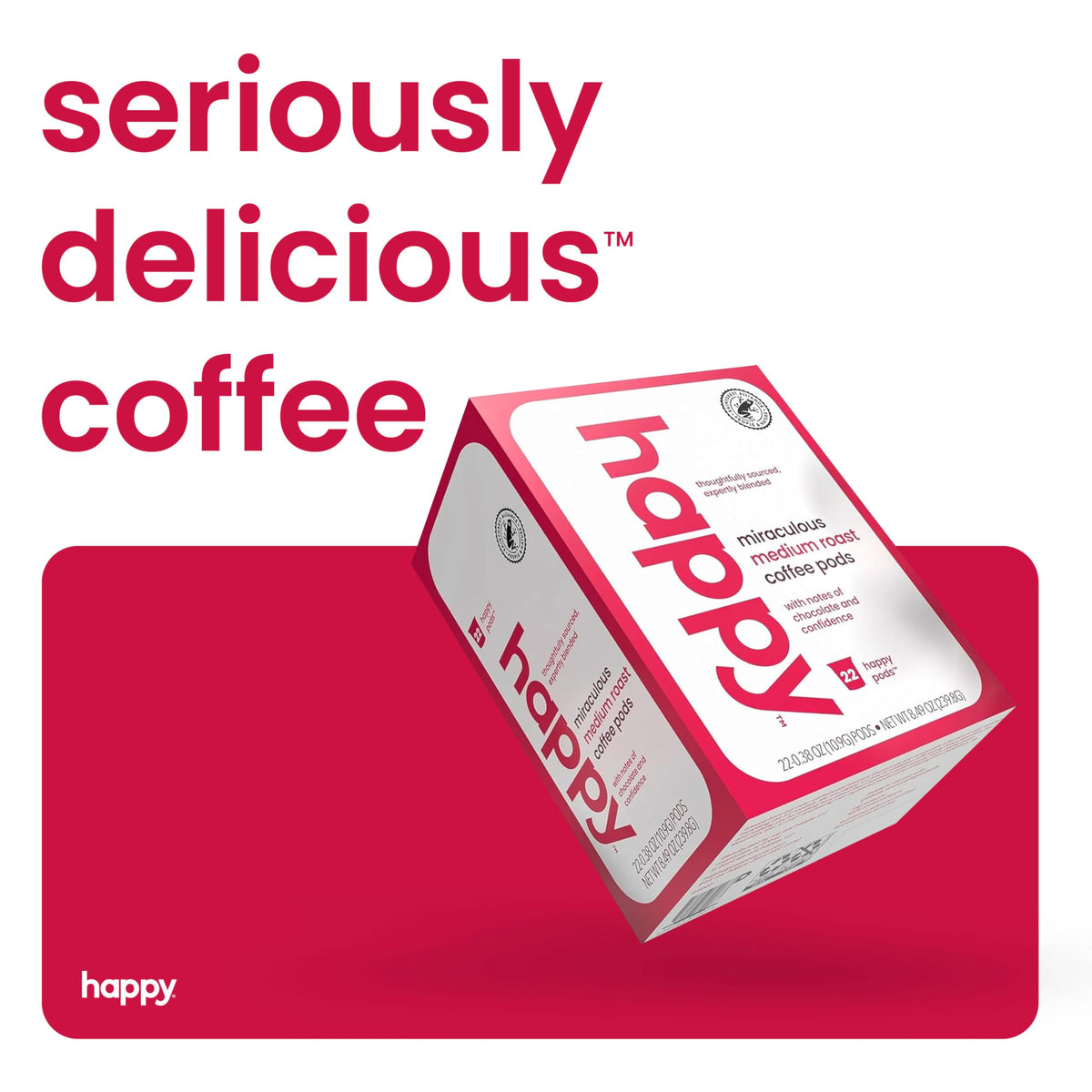 We Are Happy coffee pods revealing chocolate notes and a smooth, balanced finish.