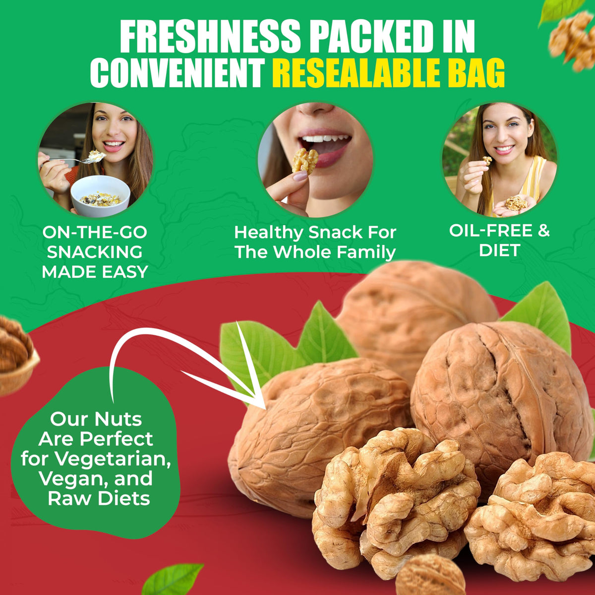 We Got Nuts air-tight resealable bag emphasizes freshness and easy storage.