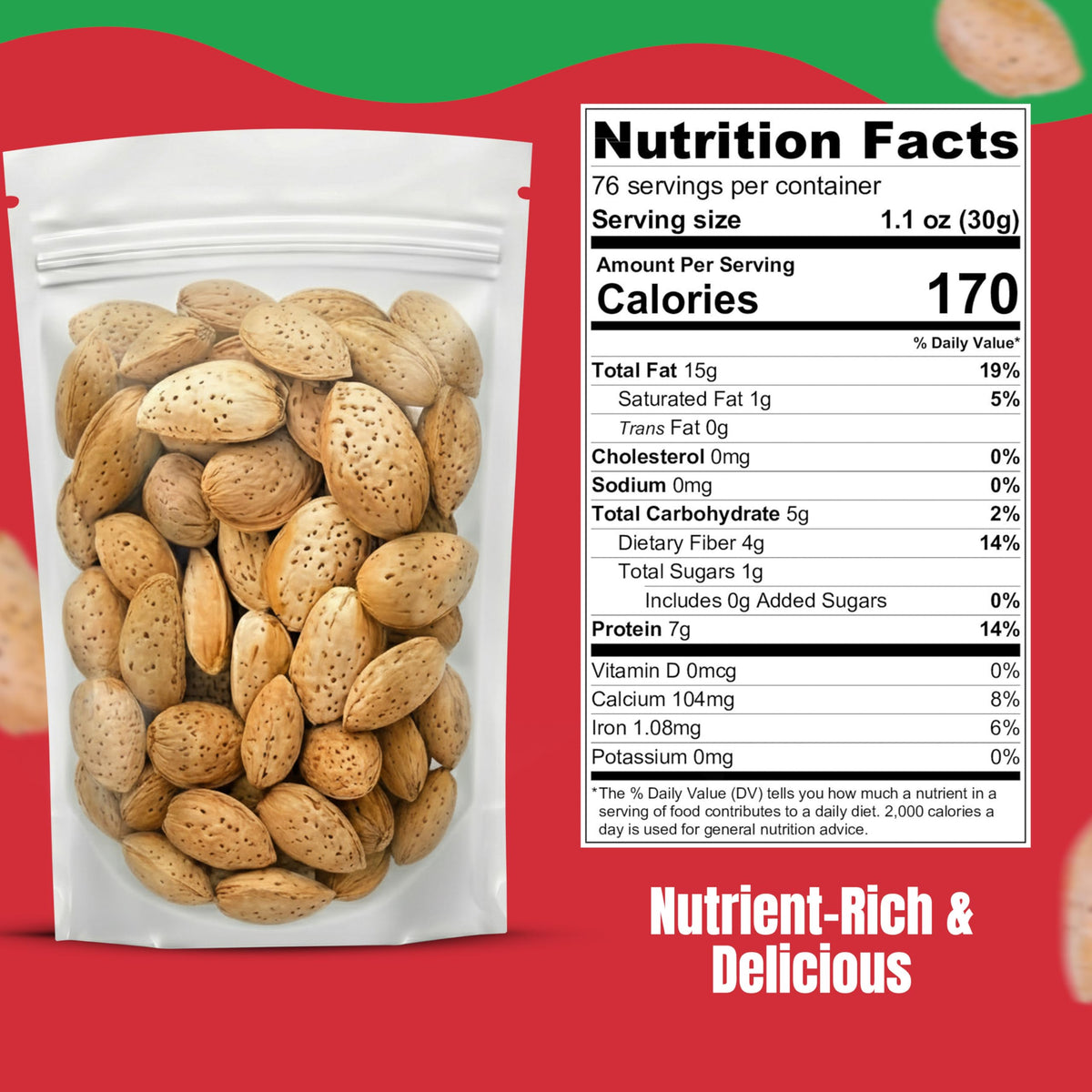 5-pound bulk almonds in-shell shown for pantry storage