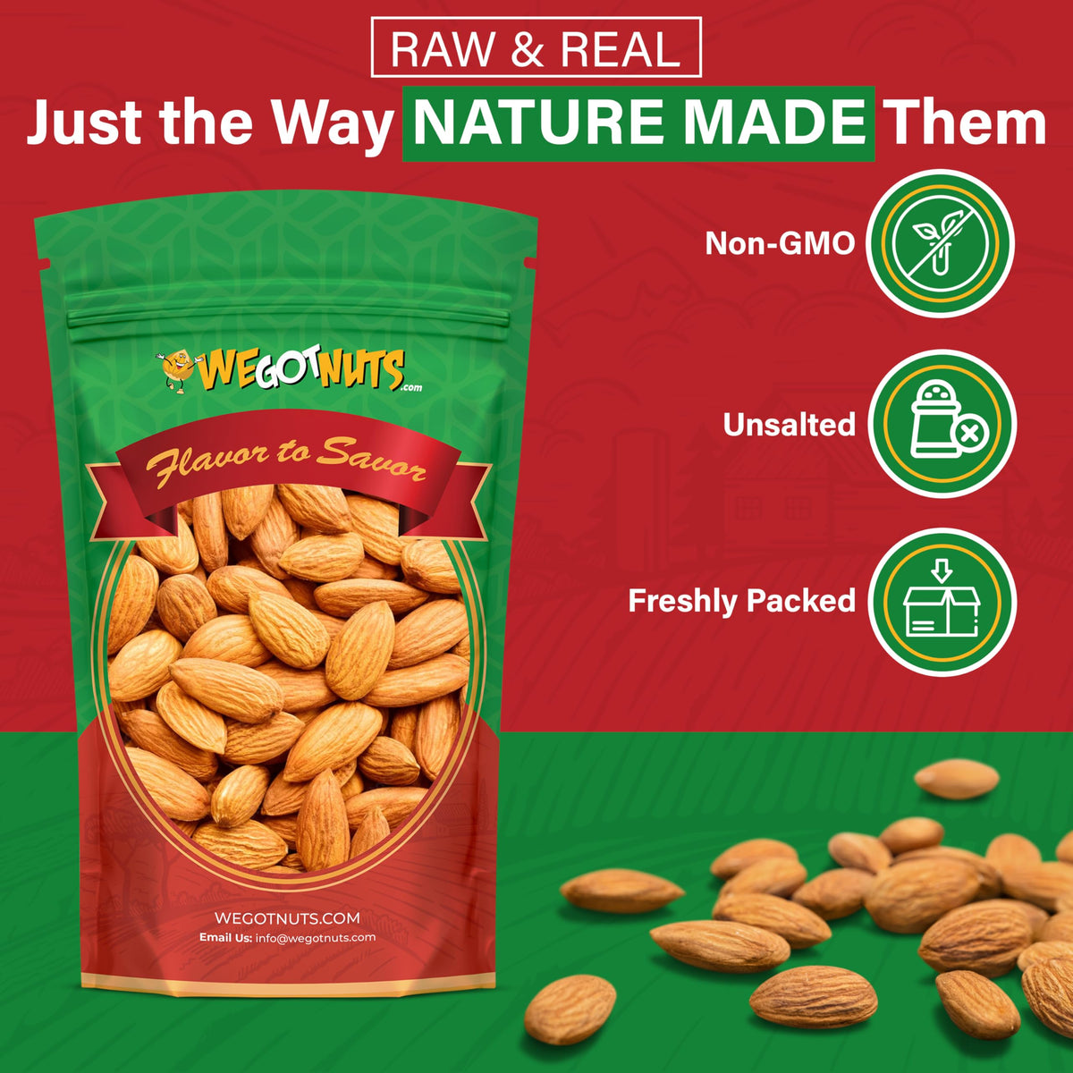 We Got Nuts almonds raw and shelled, ideal for quick energy