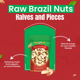 We Got Nuts Brazil nuts halves ingredient panel showing no preservatives.