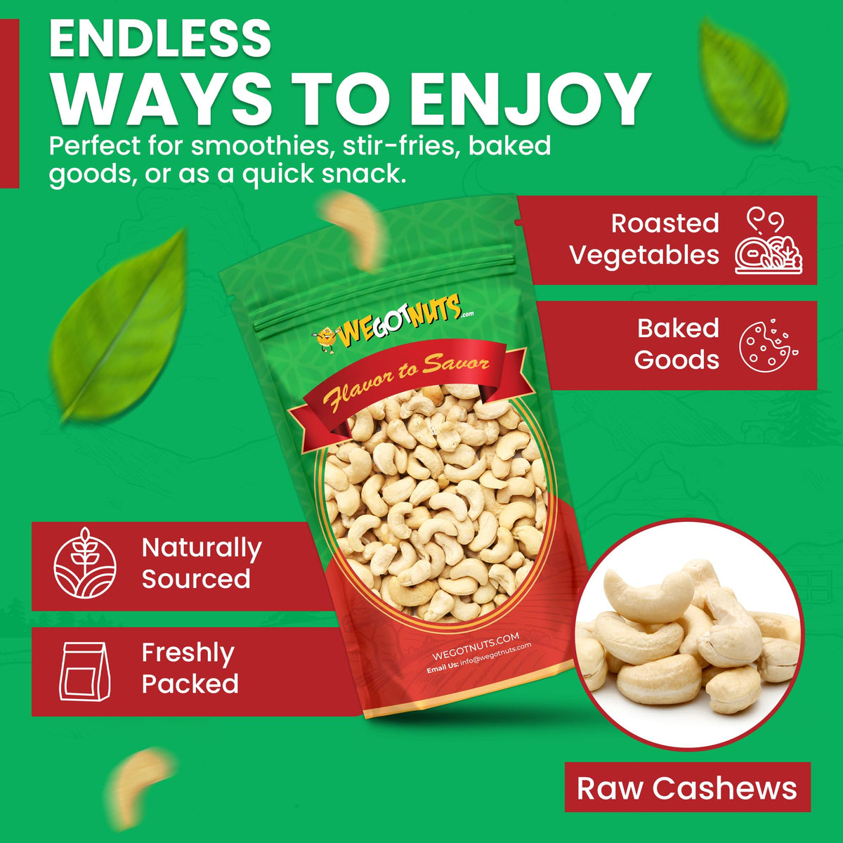 We Got Nuts cashews served in a bowl for quick snacking.