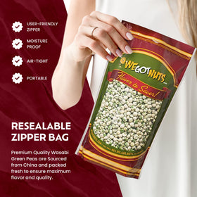 Ingredient panel highlighting natural dried peas and spices for Wasabi Peas