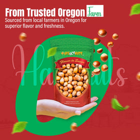 We Got Nuts hazelnuts in shell bulk display — ideal for pantry restocking.