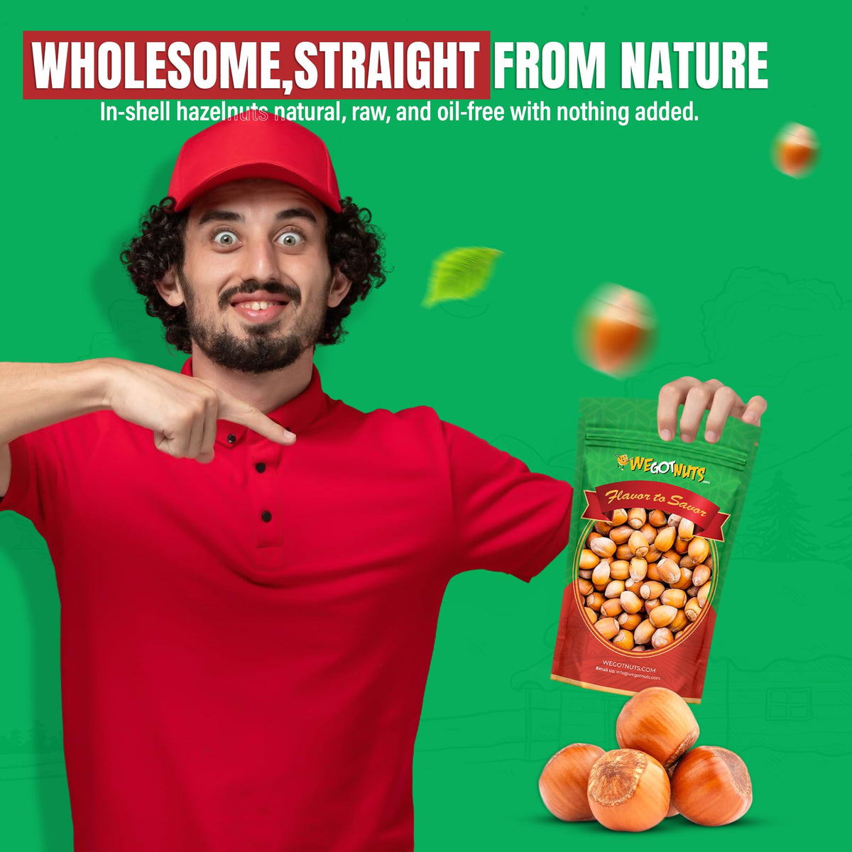 We Got Nuts hazelnuts in shell gift-ready pack for gourmets.