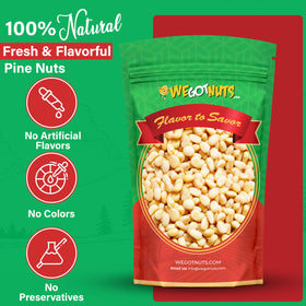 We Got Nuts pine nuts closeup highlighting creamy texture and natural flavor.