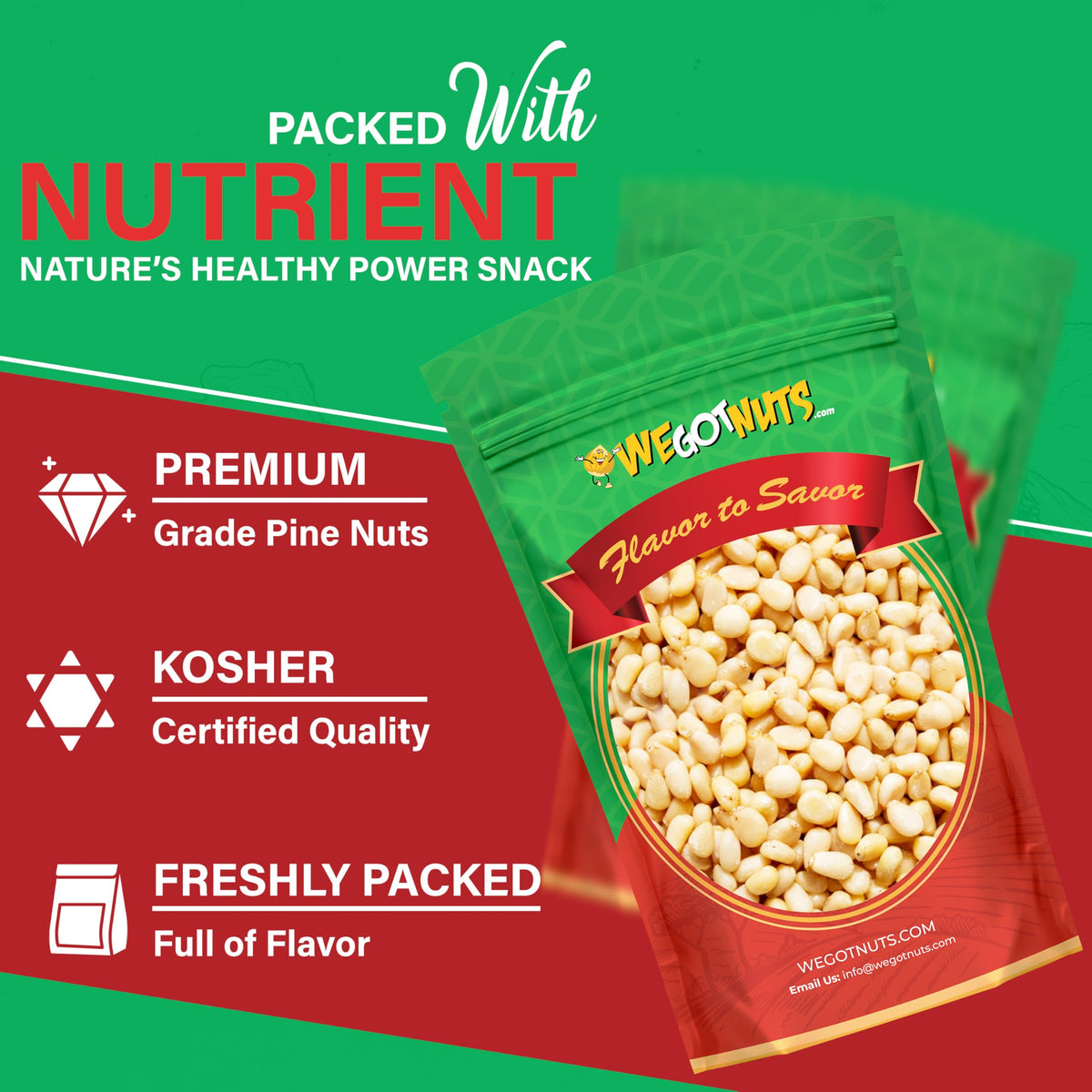 We Got Nuts pine nuts pesto ingredient for vibrant homemade sauces.