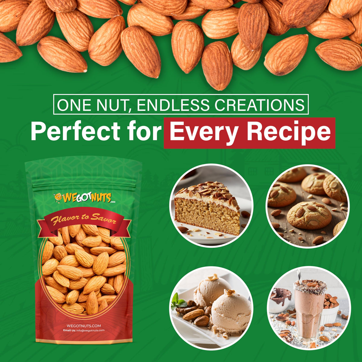 We Got Nuts resealable bag keeps almonds fresh for bulk storage