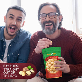 We Got Nuts resealable pouch Macadamia interior—keeps nuts fresh from first bite to last.