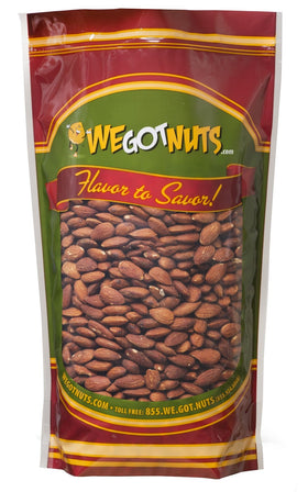 We Got Nuts roasted almonds in a 2 lb resealable bag for fresh snacking.