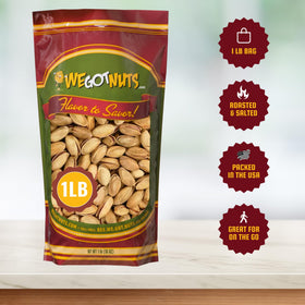 We Got Nuts Turkish Pistachios Antep in-shell pack highlights freshness and easy sharing.