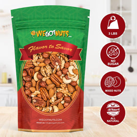 We Got Nuts Unsalted Mixed Nuts close-up highlights natural flavor and premium quality