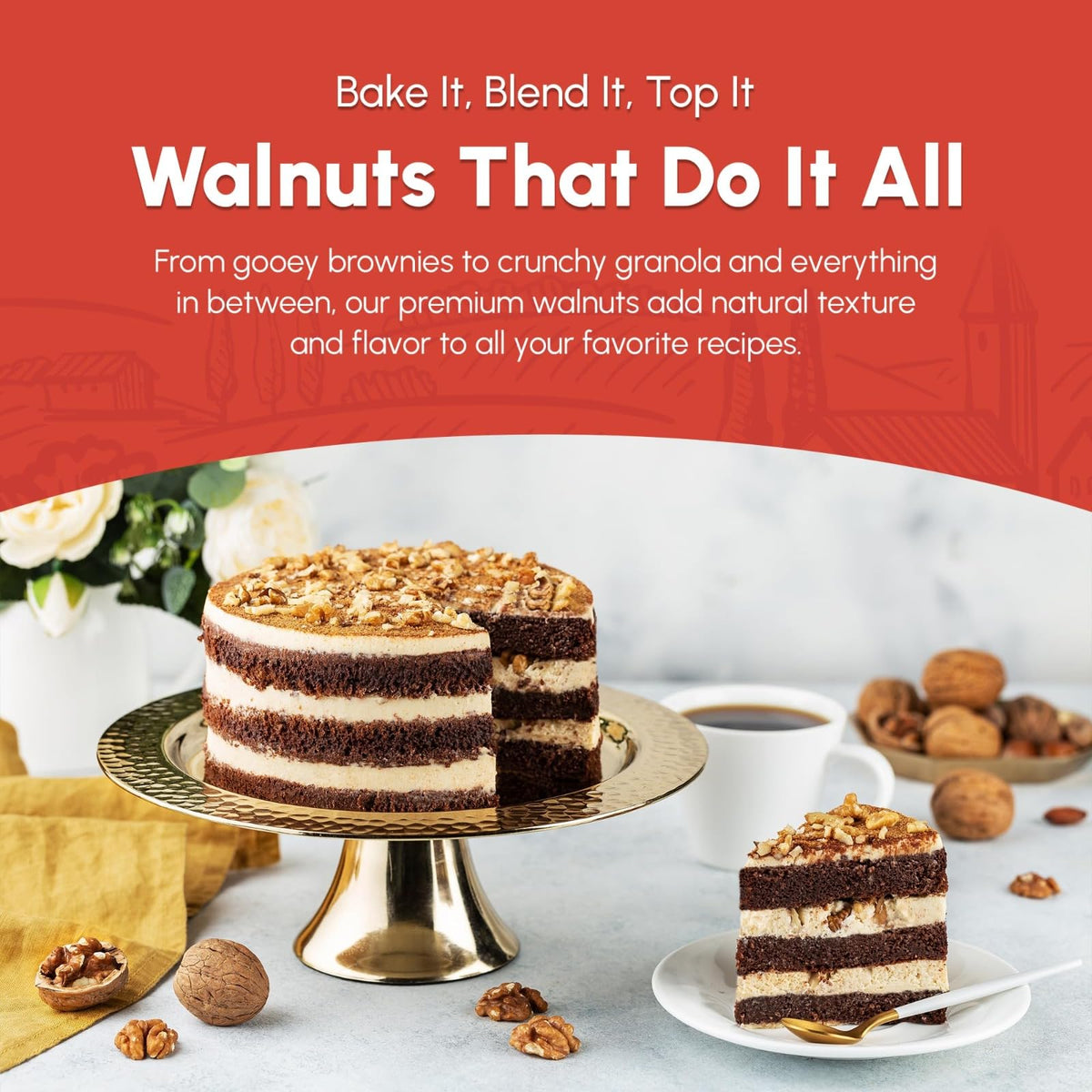We Got Nuts walnuts halves and pieces no shell, ideal for baking.