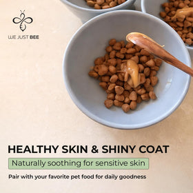 We Just Bee Manuka Honey for Dogs close-up of golden texture.