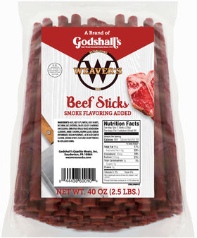 WEAVER'S Beef Sticks Original Mild 7-inch bag front, protein-rich snack for on-the-go
