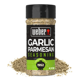 Weber Garlic Parmesan Seasoning six-pack pack organized for easy grilling prep.