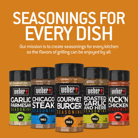 Weber Gourmet Burger Seasoning on grill-ready burgers delivers consistent flavor