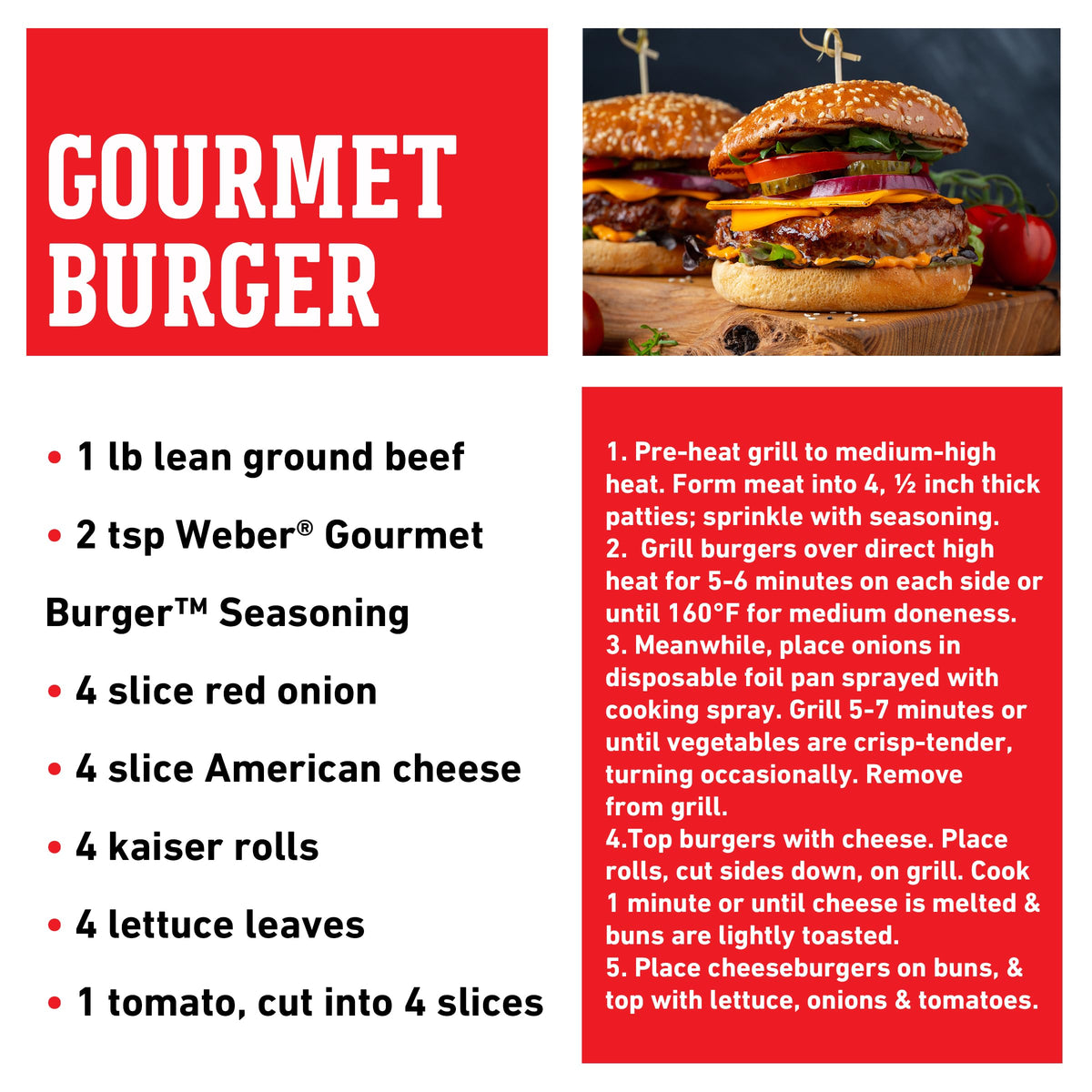 Kitchen scene with Weber Gourmet Burger Seasoning ready for grilling.