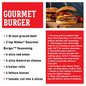 Kitchen scene with Weber Gourmet Burger Seasoning ready for grilling.