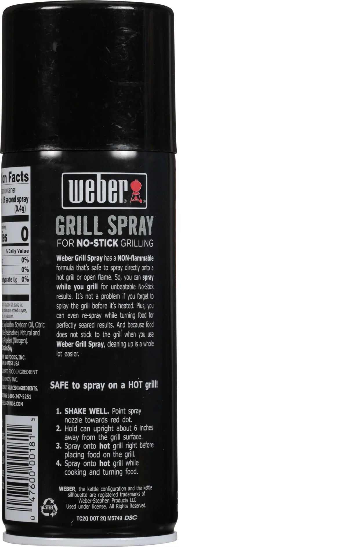 Weber Grill'N Spray close-up label highlighting safe heat use.