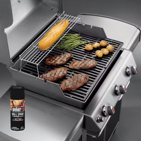 Weber Grill'N Spray on a preheated grill during cooking.