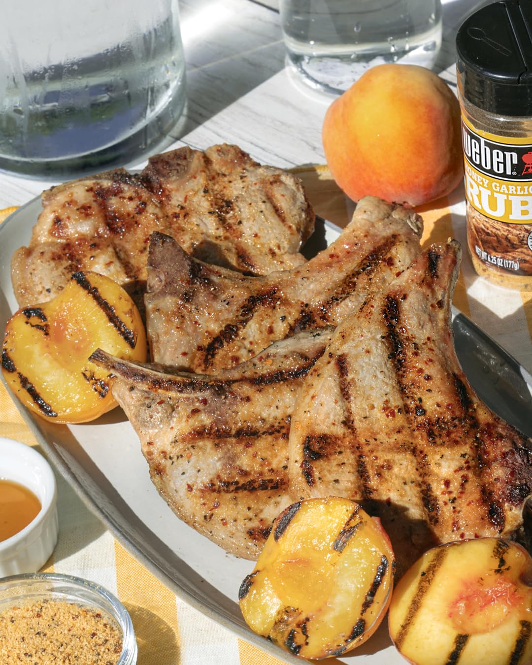 Weber Honey Garlic Rub on grilled chicken for savory finish