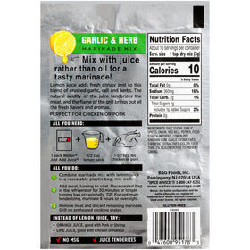 Weber Just Add Water Garlic and Herb Marinade label close-up highlights herbs and garlic