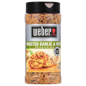 Weber Roasted Garlic & Herb Seasoning bottle boosts savory flavor on grilled meals