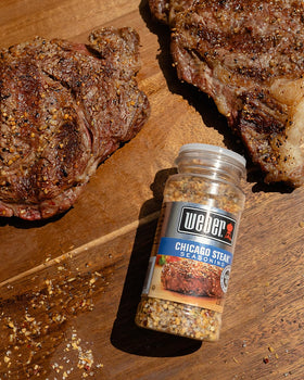Weber Ultimate Spice Set Chicago Steak bottle complements premium steaks beautifully