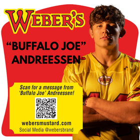 Weber's Horseradish Mustard 3-pack back label with QR code.