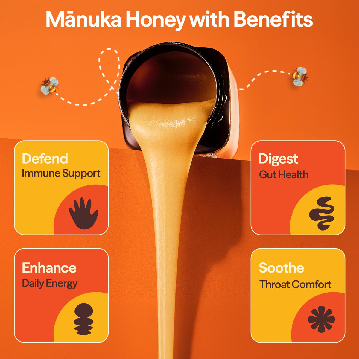 Wedderspoon honey added to tea for natural sweetness and aroma.