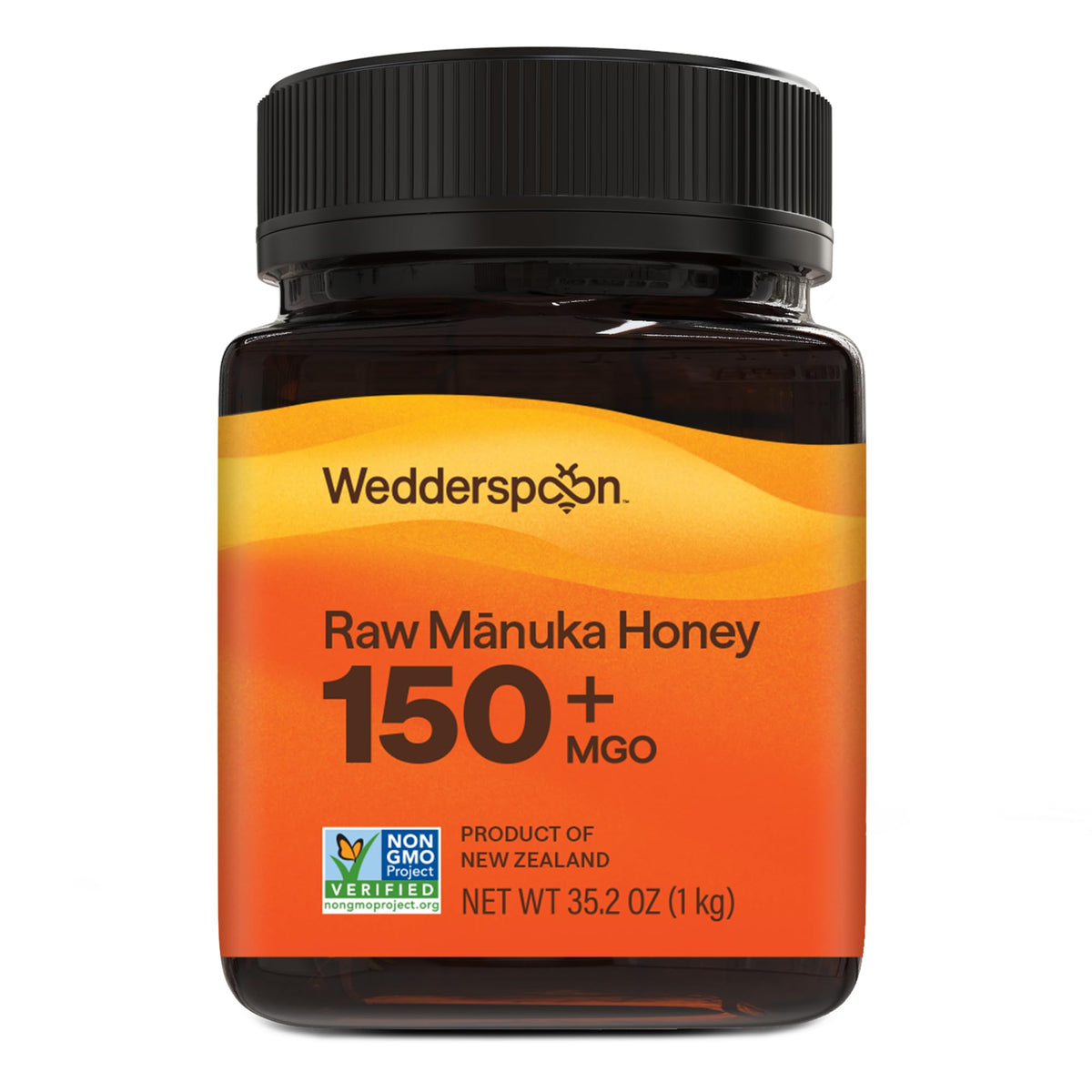 Wedderspoon Manuka Honey 150+ MGO jar closeup for smooth sweetness