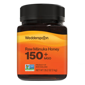 Wedderspoon Manuka Honey 150+ MGO jar closeup for smooth sweetness