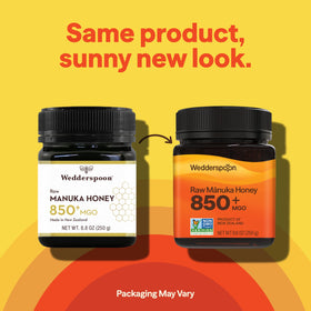 Wedderspoon Manuka honey jar closeup shows creamy, inviting texture