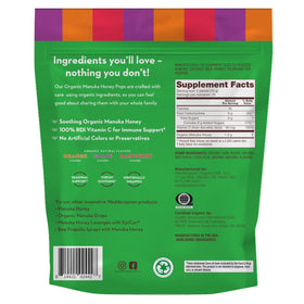 Wedderspoon Manuka Honey Lollipops flavors display, no artificial colors.